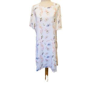 Junie Blake Flowy dress size XL‎ floral white midi length